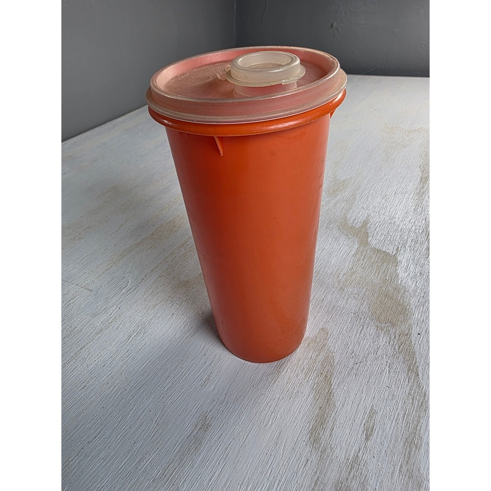 Vintage Tupperware Orange Shaker Tumbler with Lid 262-14 Made in USA Retro Boho